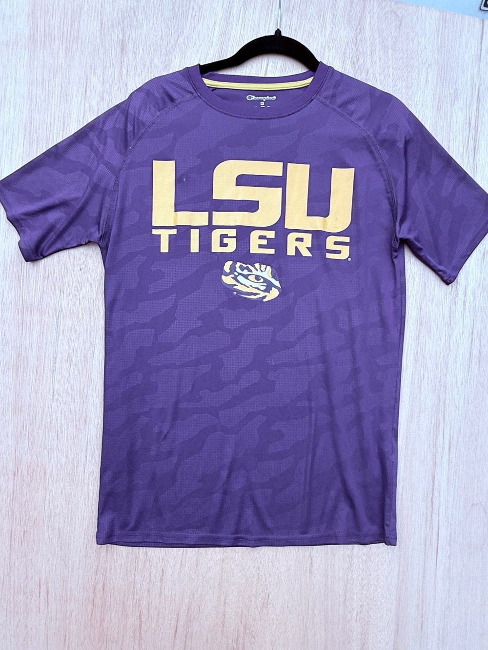 Champion LSU Tigers Purple and Gold Short-Sleeve Tee Shirt Mens Medium
